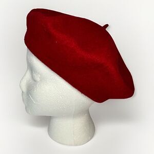 BANASH 100% Wool Maroon Beret Lined One Size OSFM